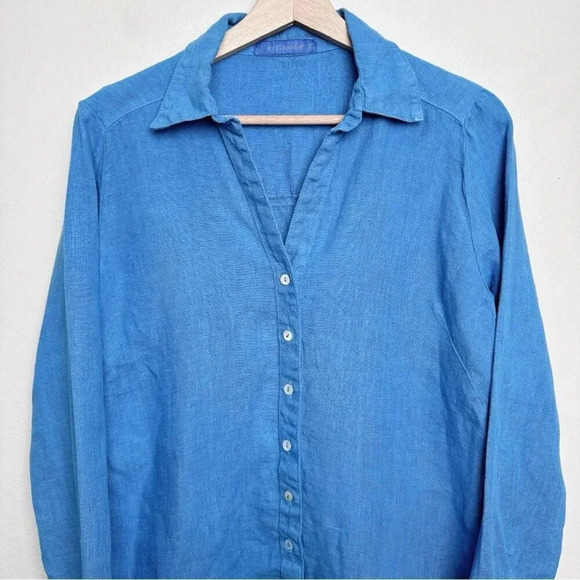 Cut Loose Womens Size Xsmall Linen Button Blue  Shirt - Picture 4 of 15